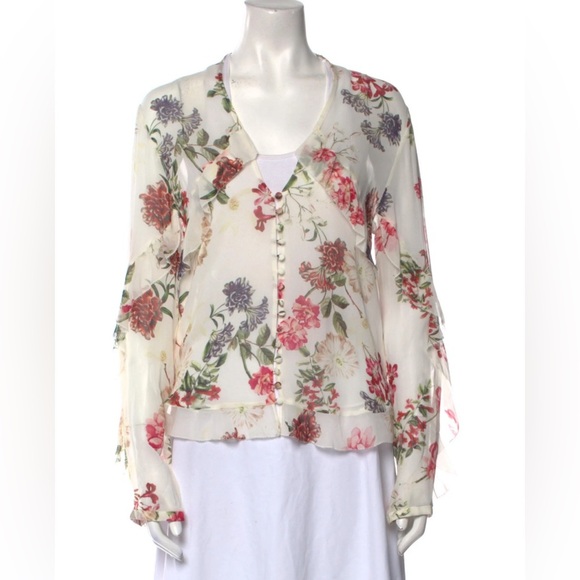 NWOT Nicholas- Silk Floral Blouse. Size US 8 - Picture 1 of 8